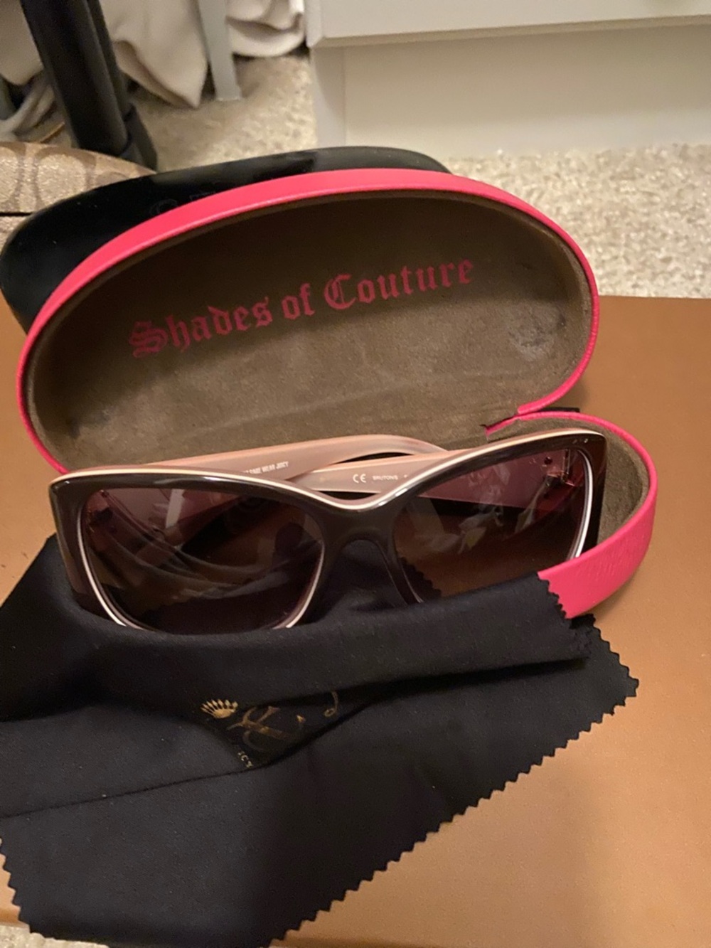 Vintage Juicy Couture Women's Pink and Brown Sunglasses